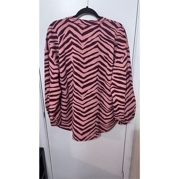 ALFANI CORAL TIDES CHEVERON ZEBRA LONG SLEEVE BLOUSE SZ L P1-28 NEW - Picture 4 of 10